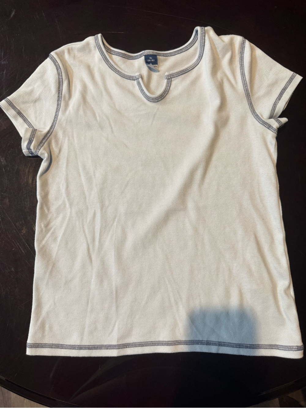 Old Navy White Short Sleeve Tee with Blue Contrast Stitching